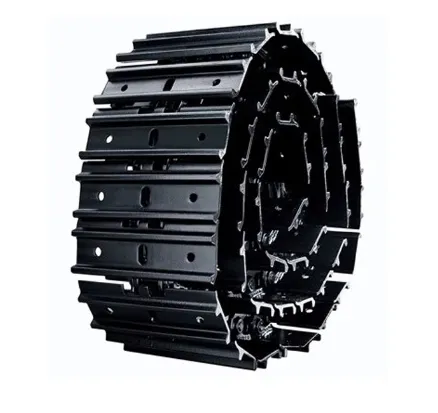 Montáž oceľových pásov pre stavebné stroje